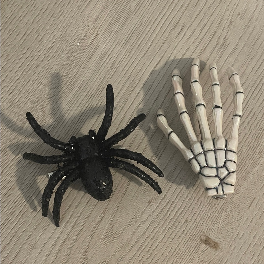 Skeleton & Spider Halloween Hair Clips